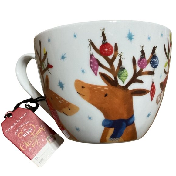 NWT Portobello By Design English Christmas Mugs 4 Set Bone China Festive Gift - Picture 6 of 11